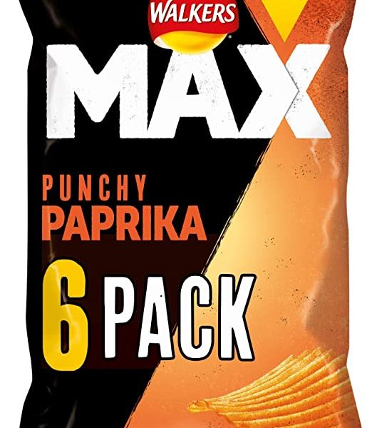 Walkers Max Paprika Crisps 6 Pack 27g